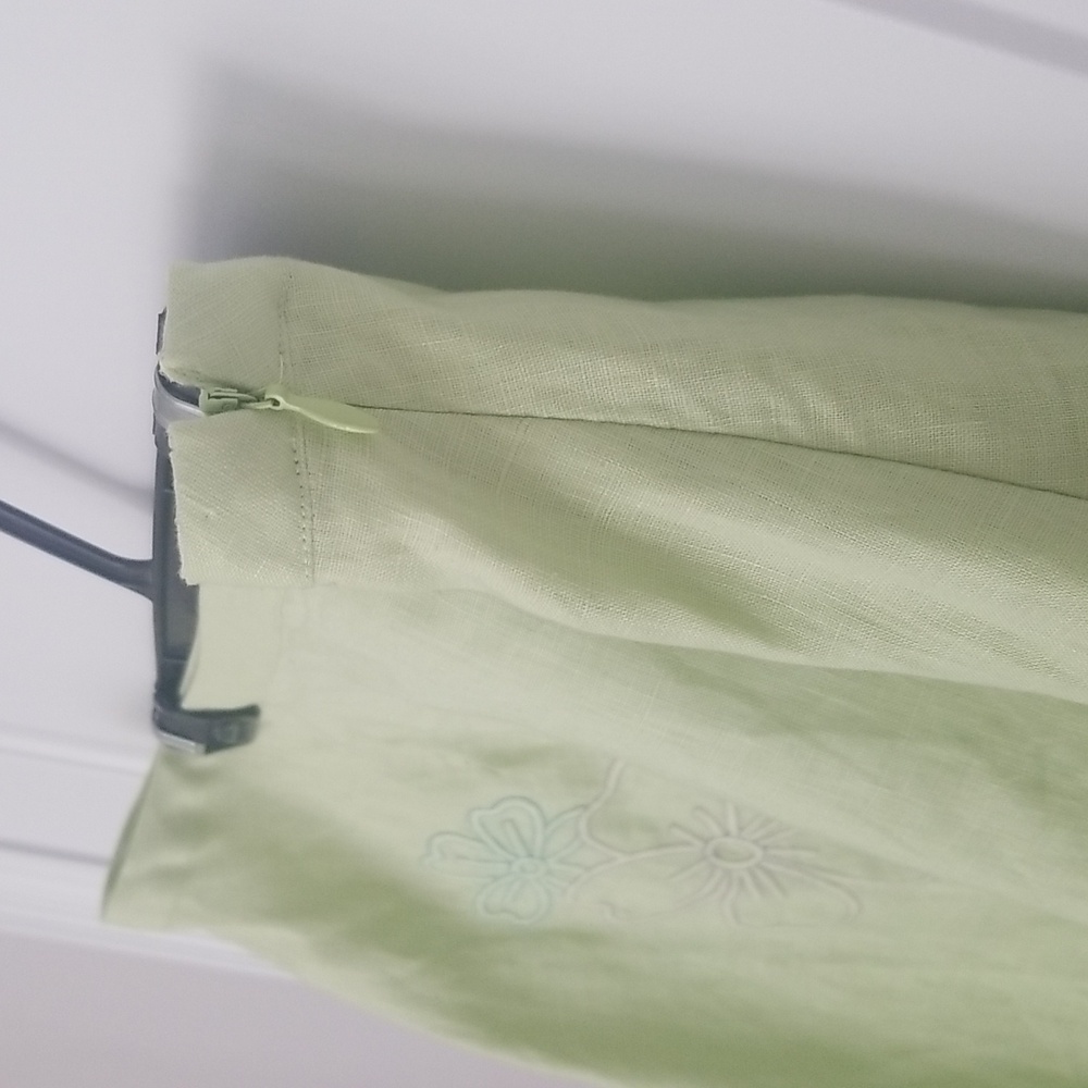 Malcolm & Co Light Green Linen Skirt Size 10 - Picture 4 of 6